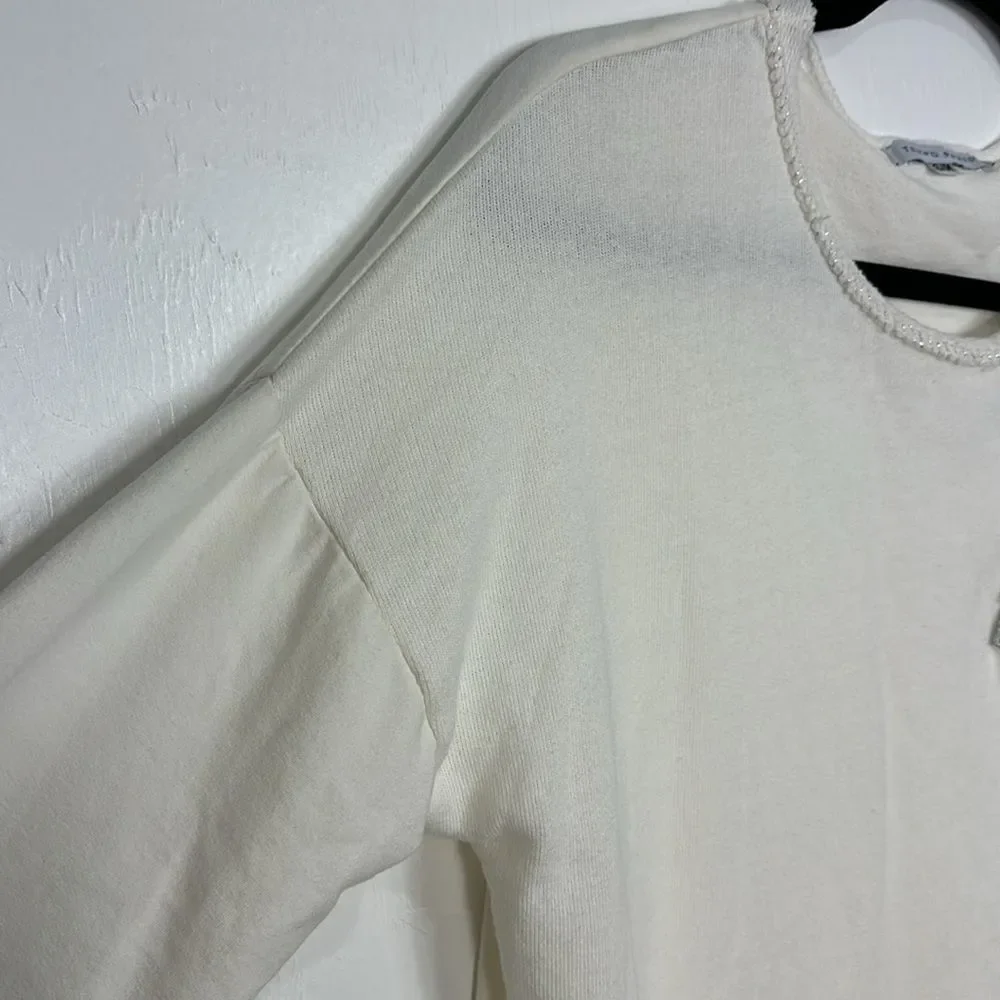 Tempo Paris Off White Cotton Blend Relaxed Fit Top Size S/M